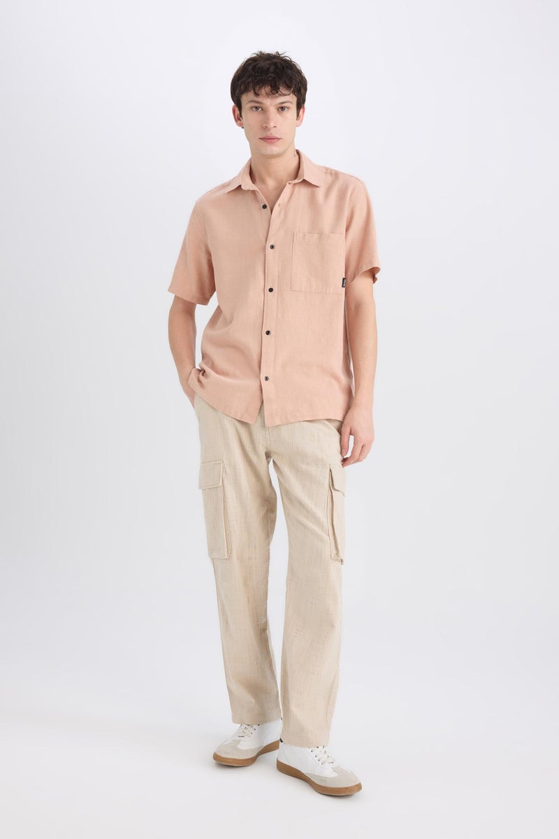DeFacto Beige Man Relax Fit Regular Hem Zip-Up Cotton Trousers Casual - Image 3